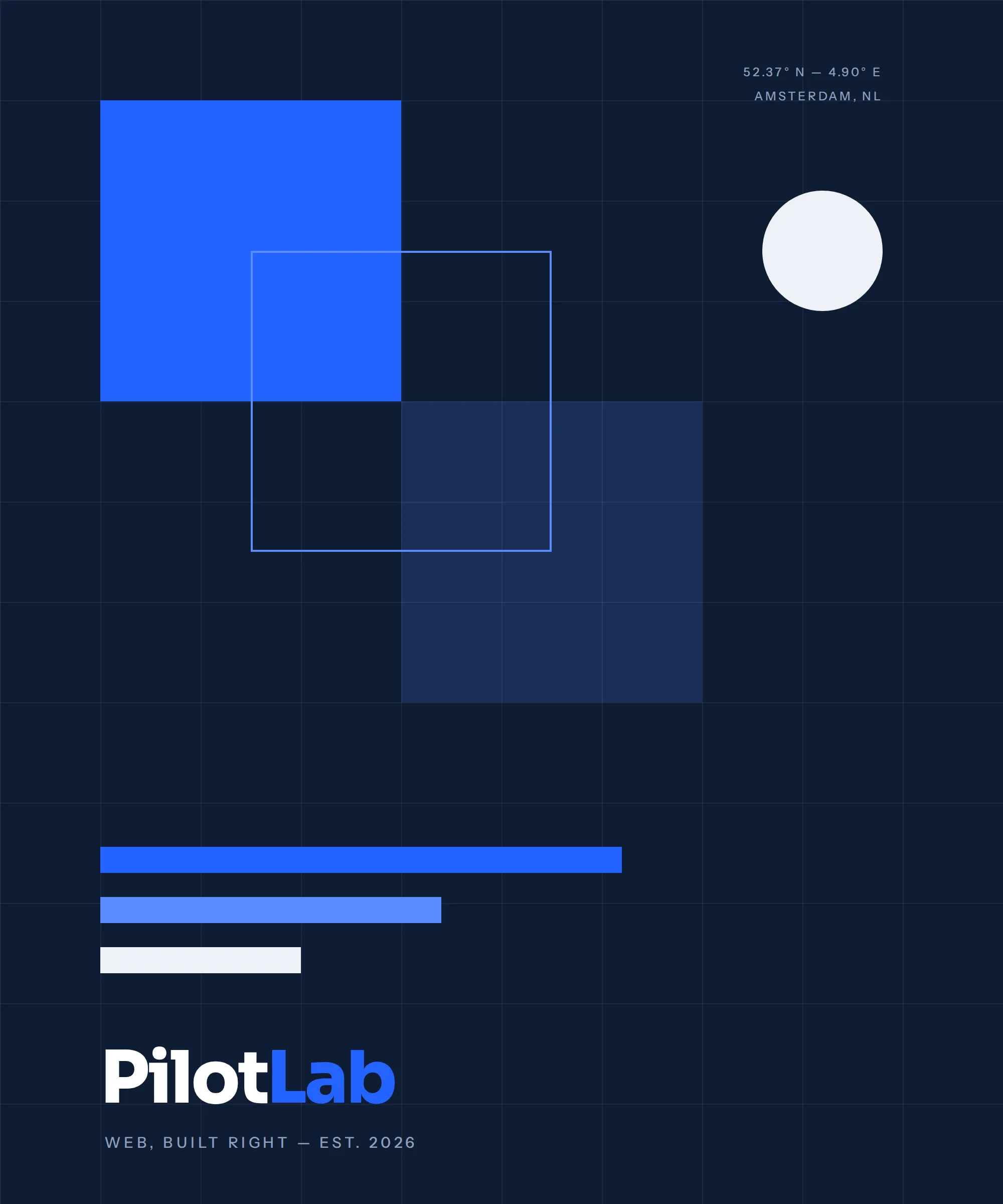 PilotLab studio — geometric brand artwork, Amsterdam